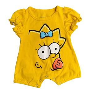 The Simpsons Infant Bodysuit Baby Girl Size 6 months Yellow Maggie